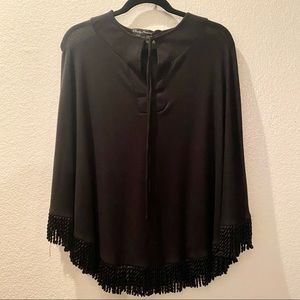 Simply Irresistible Black Fringed Shawl Poncho